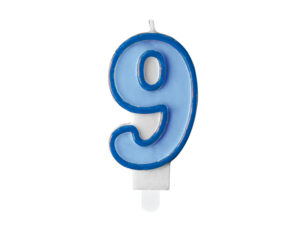 Sünnipäevaküünal number "9", sinine, 7 cm