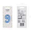 Sünnipäevaküünal number "9", sinine, 7 cm