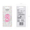 Sünnipäevaküünal number "9", roosa, 7 cm