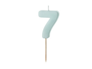 Sünnipäevaküünal number "7", helesinine, 5,5 cm