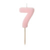 Sünnipäevaküünal number "7", heleroosa, 5,5 cm