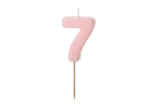 Sünnipäevaküünal number "7", heleroosa, 5,5 cm