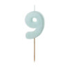 Sünnipäevaküünal number "9", helesinine, 5,5 cm