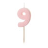 Sünnipäevaküünal number "9", heleroosa, 5,5 cm