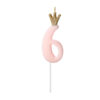 Sünnipäevaküünal number "6", heleroosa, 9,5 cm