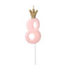Sünnipäevaküünal number "8", heleroosa, 9,5 cm