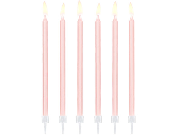 Birthday candles Sünnipäevaküünlad, heleroosad, 14 cm (1 pakk / 12 tk)