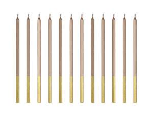 Sünnipäevaküünlad, roosakuldsed, 14 cm (1 pakk / 12 tk)