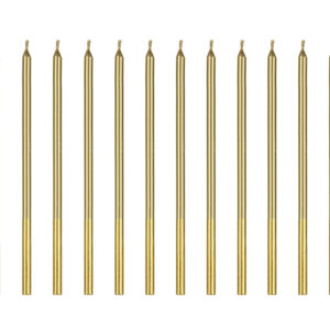 Sünnipäevaküünlad, kuldsed, 14 cm (1 pakk / 12 tk)