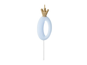 Sünnipäevaküünal Number 0, helesinine, 9,5 cm