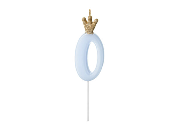 Sünnipäevaküünal Number 0, helesinine, 9,5 cm