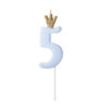Sünnipäevaküünal Number 5, helelilla, 9,5 cm