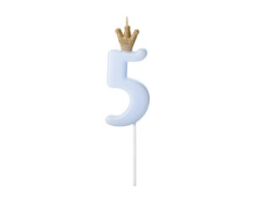 Sünnipäevaküünal Number 5, helelilla, 9,5 cm