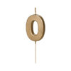 Sünnipäevaküünal Number "0", kuldne, 4.5 cm