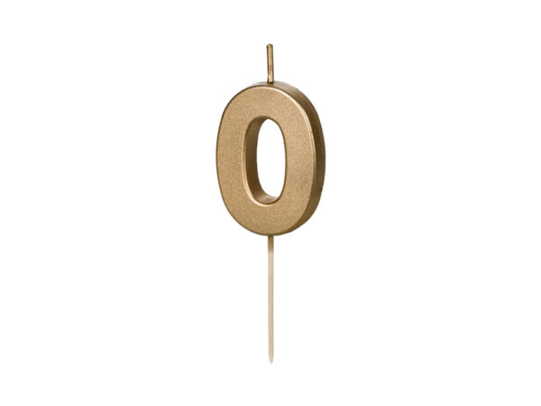 SCU9-0_01_S Sünnipäevaküünal Number "0", kuldne, 4.5 cm