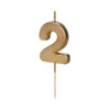 Sünnipäevaküünal Number "2", kuldne, 4.5 cm