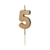 Sünnipäevaküünal Number "5", kuldne, 4.5 cm