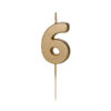 Sünnipäevaküünal Number "6", kuldne, 4.5 cm