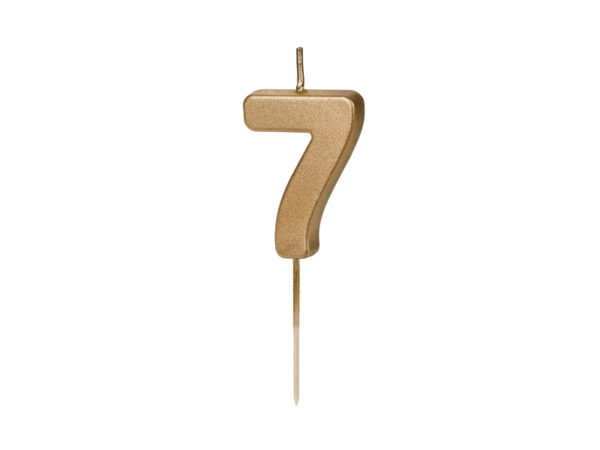SCU9-7_01_S Sünnipäevaküünal Number "7", kuldne, 4.5 cm