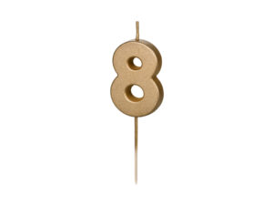 Sünnipäevaküünal Number "8", kuldne, 4.5 cm