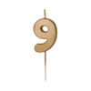 Sünnipäevaküünal Number "9", kuldne, 4.5 cm