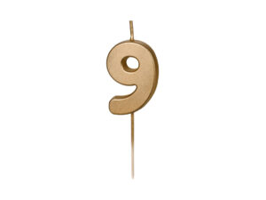 Sünnipäevaküünal Number "9", kuldne, 4.5 cm