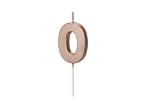 Sünnipäevaküünal Number "0", roosakuldne, 4.5 cm