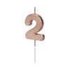 Sünnipäevaküünal Number "2", roosakuldne, 4.5 cm