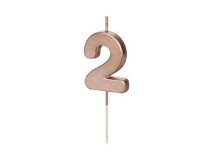 Sünnipäevaküünal Number "2", roosakuldne, 4.5 cm