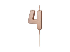 Sünnipäevaküünal Number "4", roosakuldne, 4.5 cm
