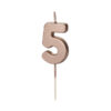 Sünnipäevaküünal Number "5", roosakuldne, 4.5 cm