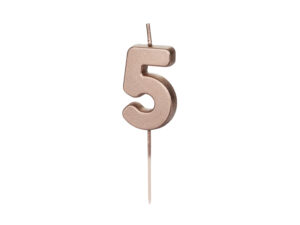 Sünnipäevaküünal Number "5", roosakuldne, 4.5 cm