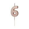 Sünnipäevaküünal Number "6", roosakuldne, 4.5 cm