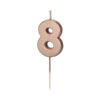 Sünnipäevaküünal Number "8", roosakuldne, 4.5 cm
