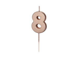 Sünnipäevaküünal Number "8", roosakuldne, 4.5 cm