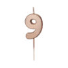 Sünnipäevaküünal Number "9", roosakuldne, 4.5 cm